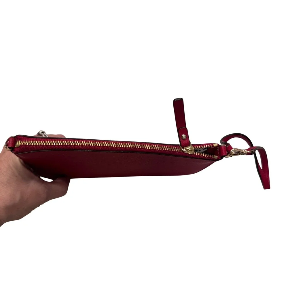 Kate Spade‎ New York Saffiano Leather Wristlet Clutch Red Gold Hardware8x5 EUC